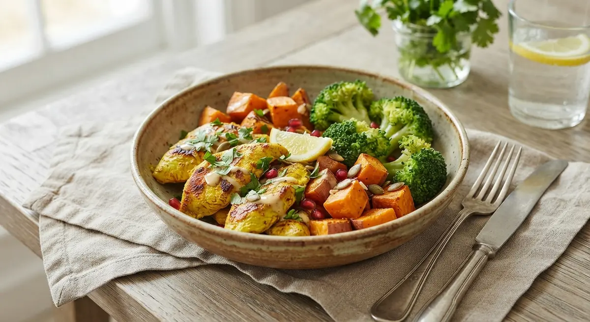 Turmeric Chicken Sweet Potato Broccoli